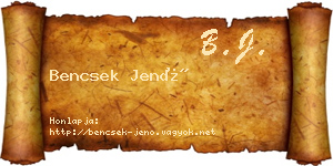 Bencsek Jenő névjegykártya